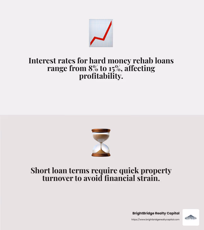 Higher interest rates can impact profit margins significantly. Source: Investopedia - hard money rehab loan infographic 2_facts_emoji_grey