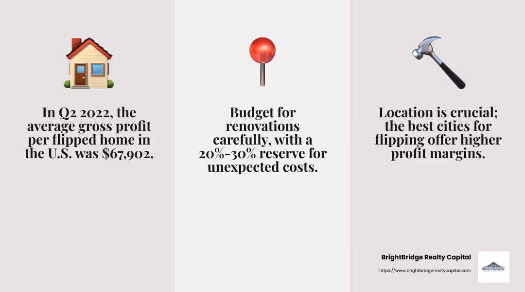 Profit potential in house flipping - best way to finance a flip house infographic 3_facts_emoji_grey
