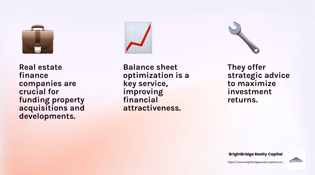 Real estate finance companies offer diverse services to help investors succeed. - Real estate finance company infographic 3_facts_emoji_light-gradient