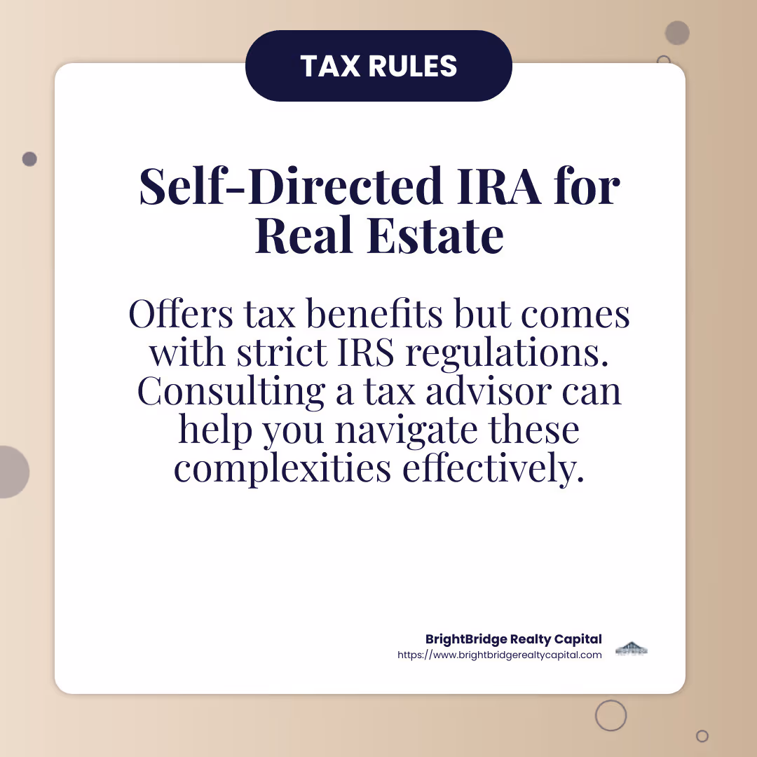 Example of tax benefits from self-directed IRA investments - creative financing for real estate investors infographic simple-info-card