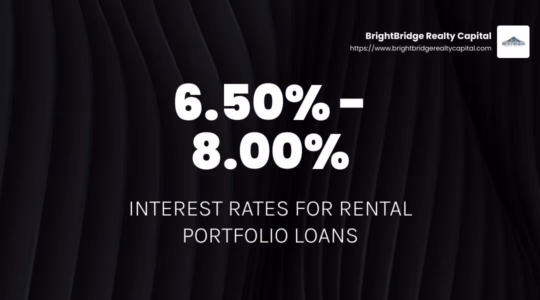 Interest rates for rental portfolio loans typically range from 6.50% to 8.00%. - rental portfolio loans infographic simple-stat-landscape-dark