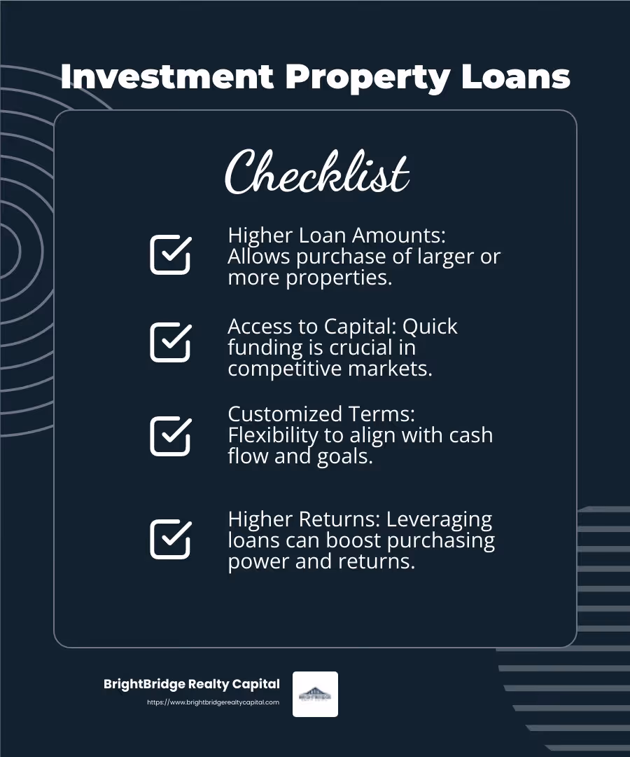 Higher Loan Amounts and Returns - investor loan programs infographic checklist-dark-blue