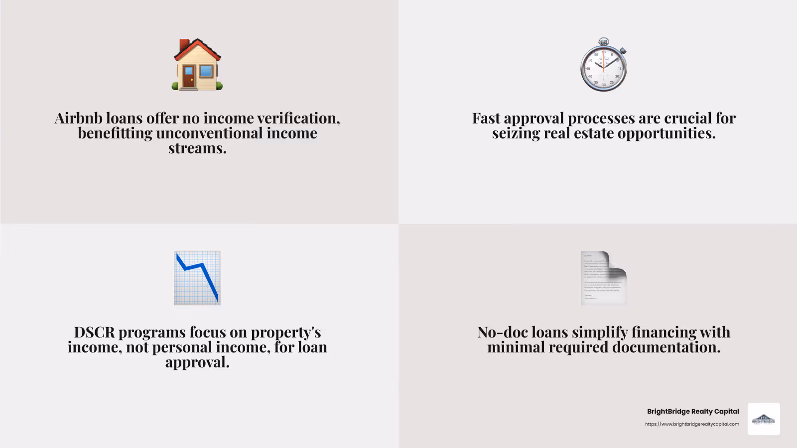 DSCR Programs Explained - airbnb rental loans infographic 4_facts_emoji_grey