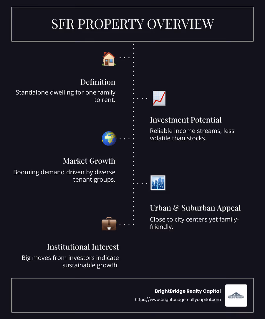 Infographic highlighting SFR property growth: definition, investment potential, and market trends - sfr property infographic infographic-line-5-steps-dark