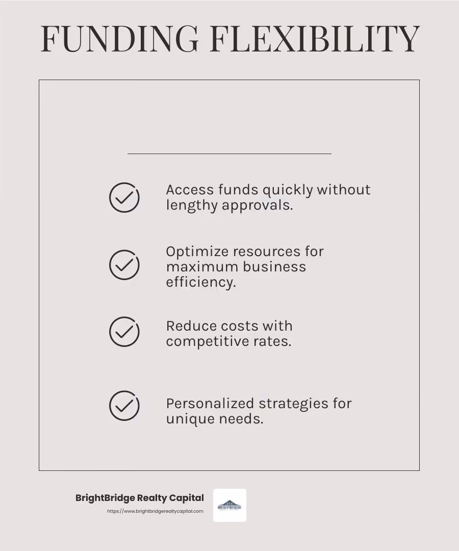 Flexibility in Funding - customized funding solutions infographic checklist-light-beige