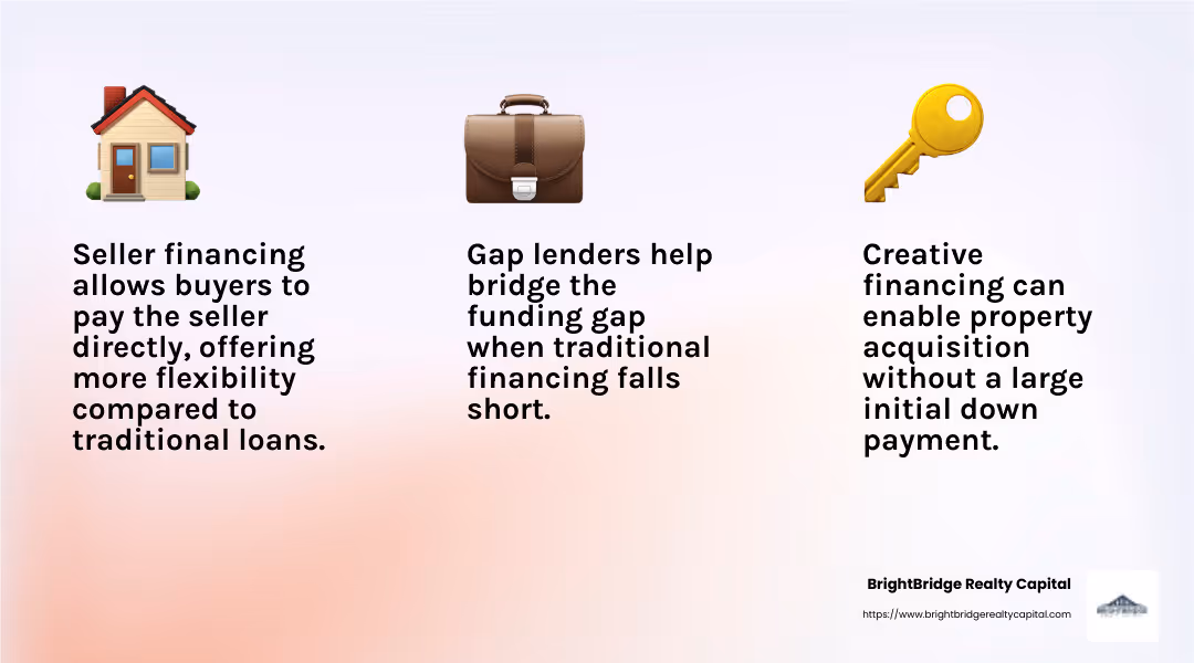 Seller financing benefits for both parties - buy a rental property with no money down infographic 3_facts_emoji_light-gradient
