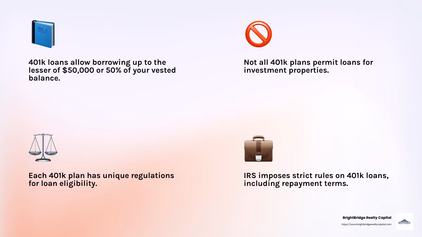 401k Loan Limits Infographic - 401k loan for rental property infographic 4_facts_emoji_light-gradient