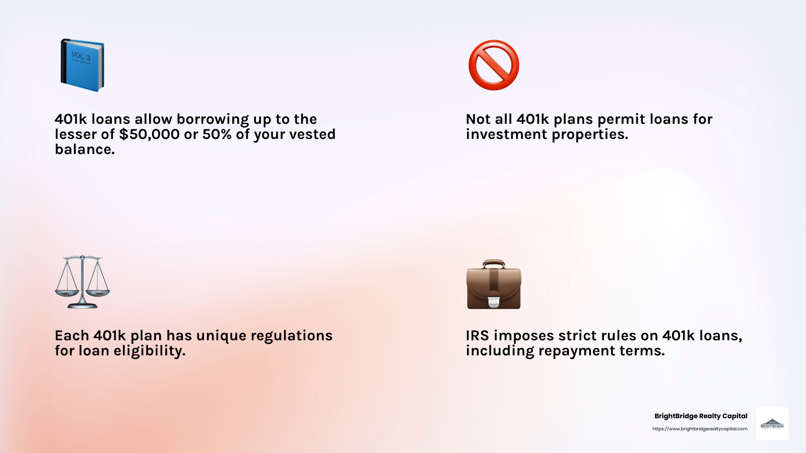 401k Loan Limits Infographic - 401k loan for rental property infographic 4_facts_emoji_light-gradient