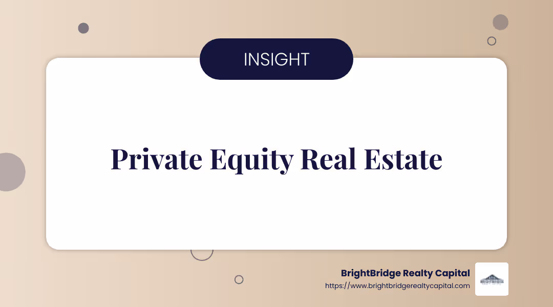 Private equity real estate involves managed pooled investments. - Private real estate funding infographic simple-info-landscape-card