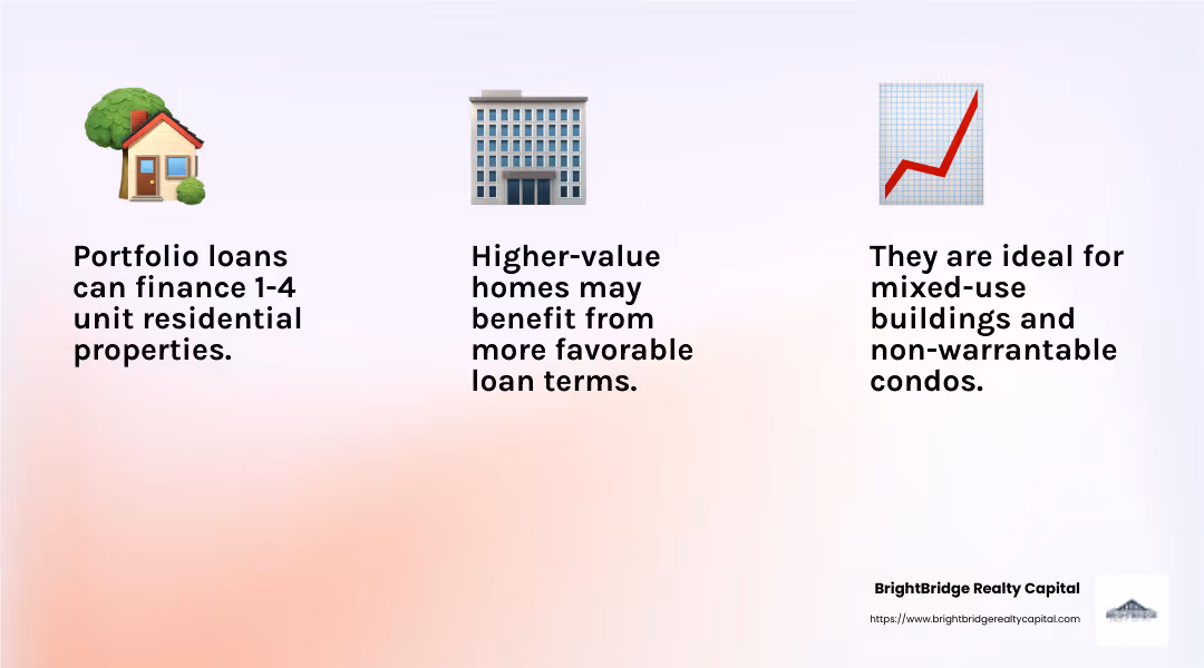 Portfolio loans offer flexibility for a variety of property types - portfolio loan infographic 3_facts_emoji_light-gradient