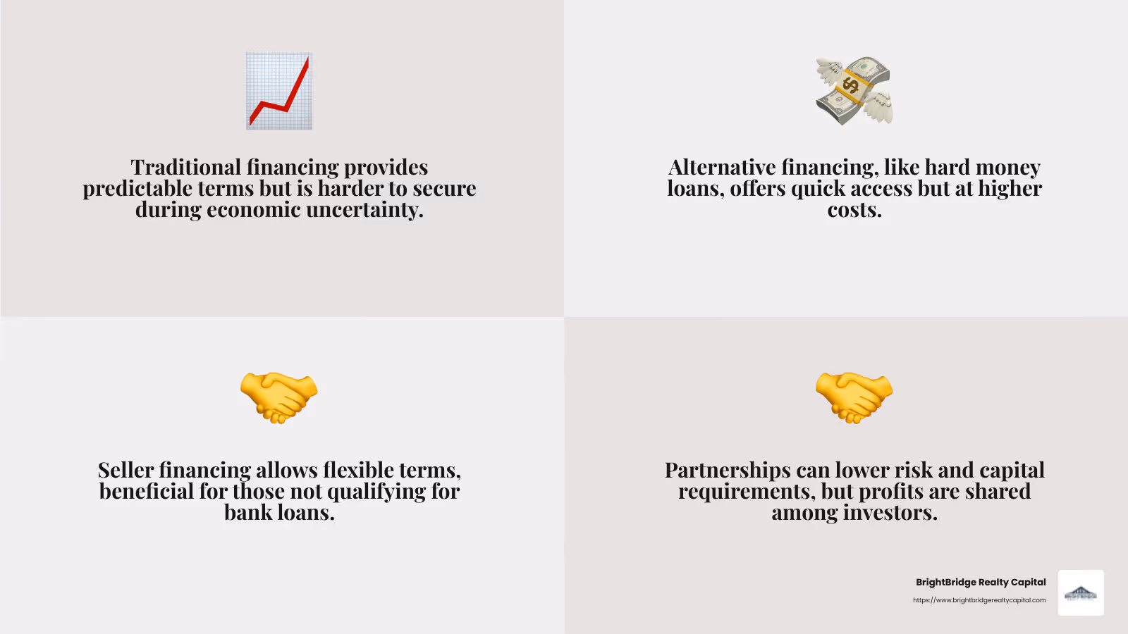 Understanding Real Estate Funding Options - Real estate funding options infographic 4_facts_emoji_grey