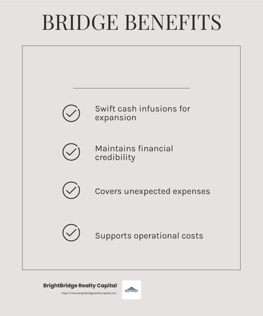 Benefits of Bridge Financing - bridge financing solutions infographic checklist-light-beige Benefits of Bridge Financing - bridge financing solutions infographic checklist-light-beige