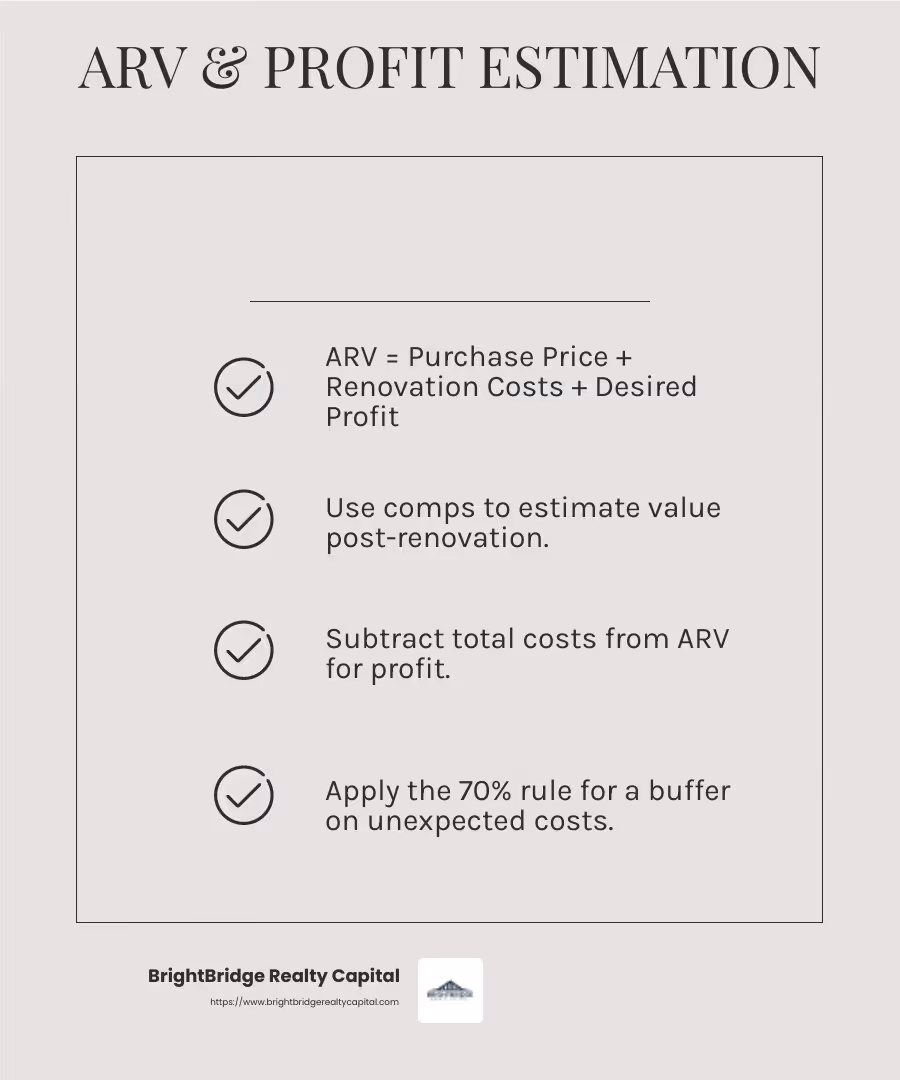 Understanding ARV and Profit Estimation - fix and flip process infographic checklist-light-beige