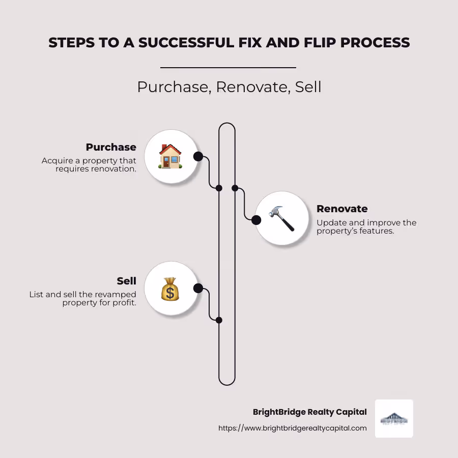 Steps to a Successful Fix and Flip Process: Purchase, Renovate, and Sell - fix and flip process infographic infographic-line-3-steps-neat_beige