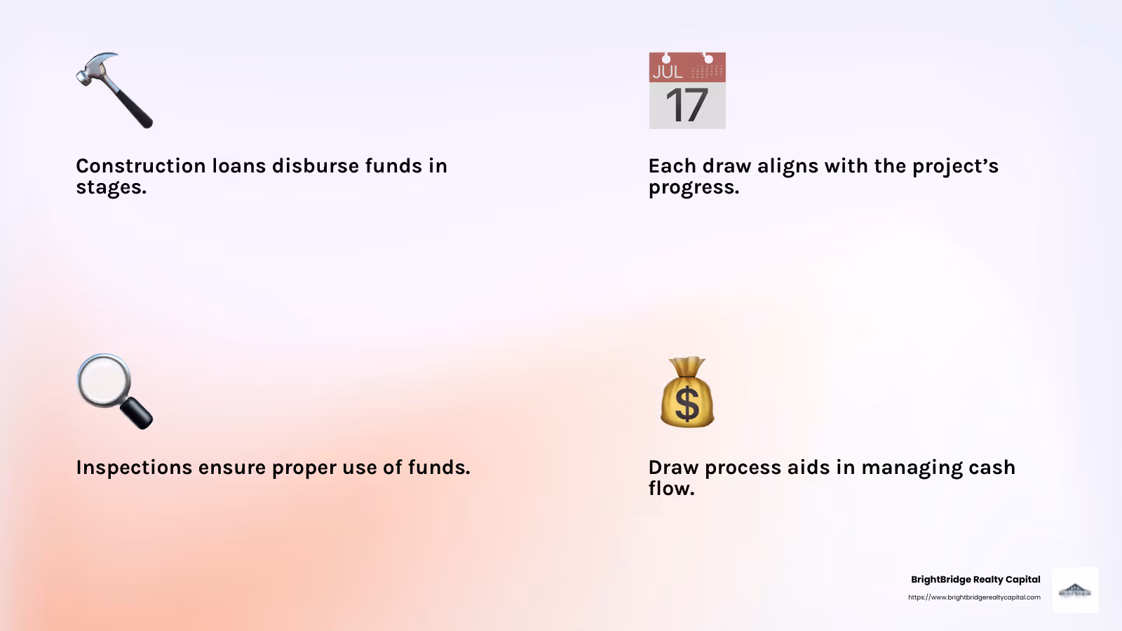 Construction Loan Disbursement Process - construction loan for developers infographic 4_facts_emoji_light-gradient