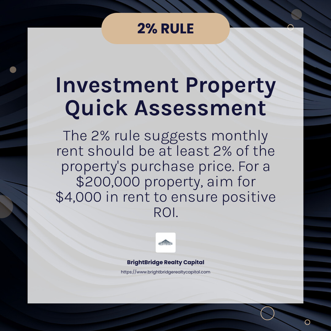 The 2% rule is a quick way to gauge potential cash flow. - investor property loans infographic simple-info-card-dark