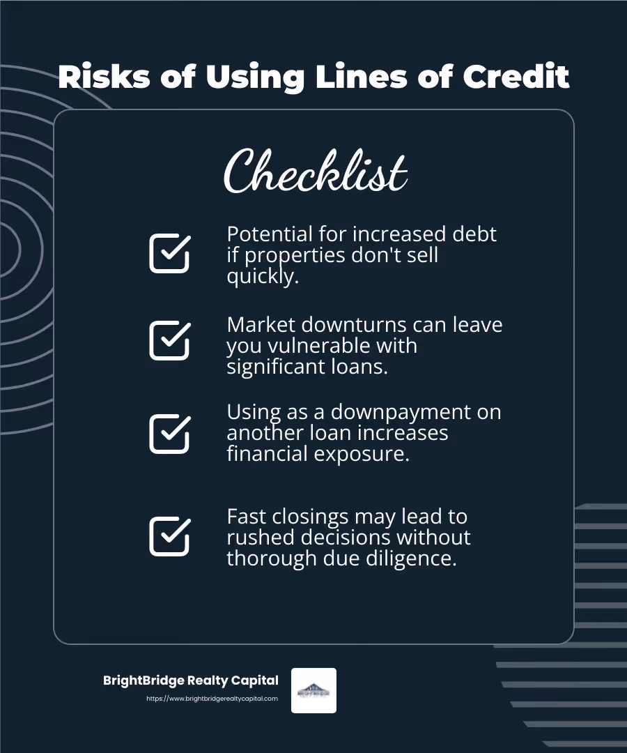 Risk of Multiple Loans - line of credit for flipping houses infographic checklist-dark-blue