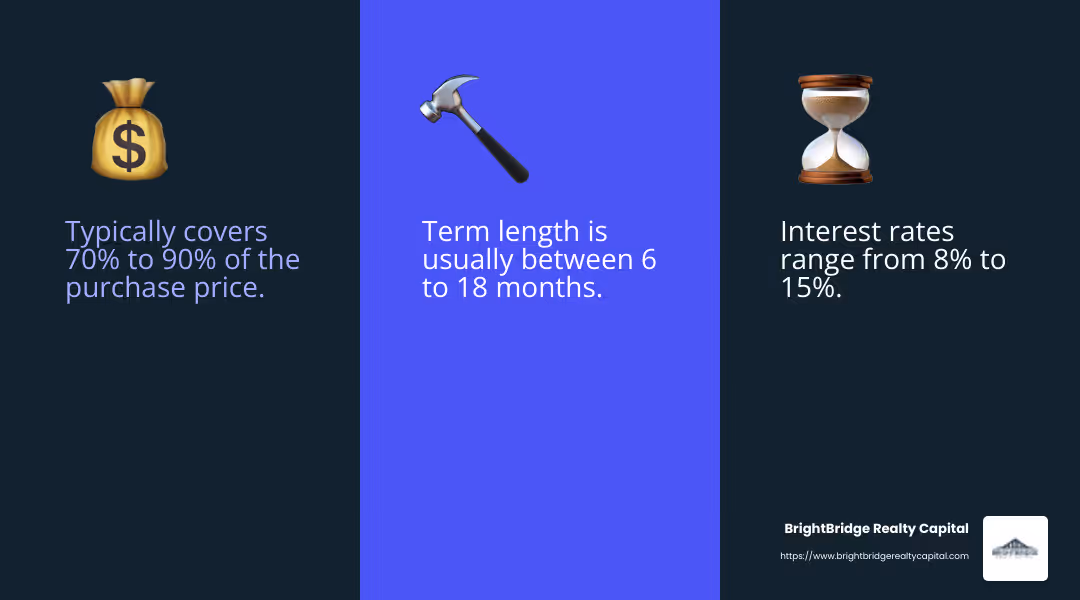 Typical fix and flip loan terms - private lenders for flipping houses infographic 3_facts_emoji_blue