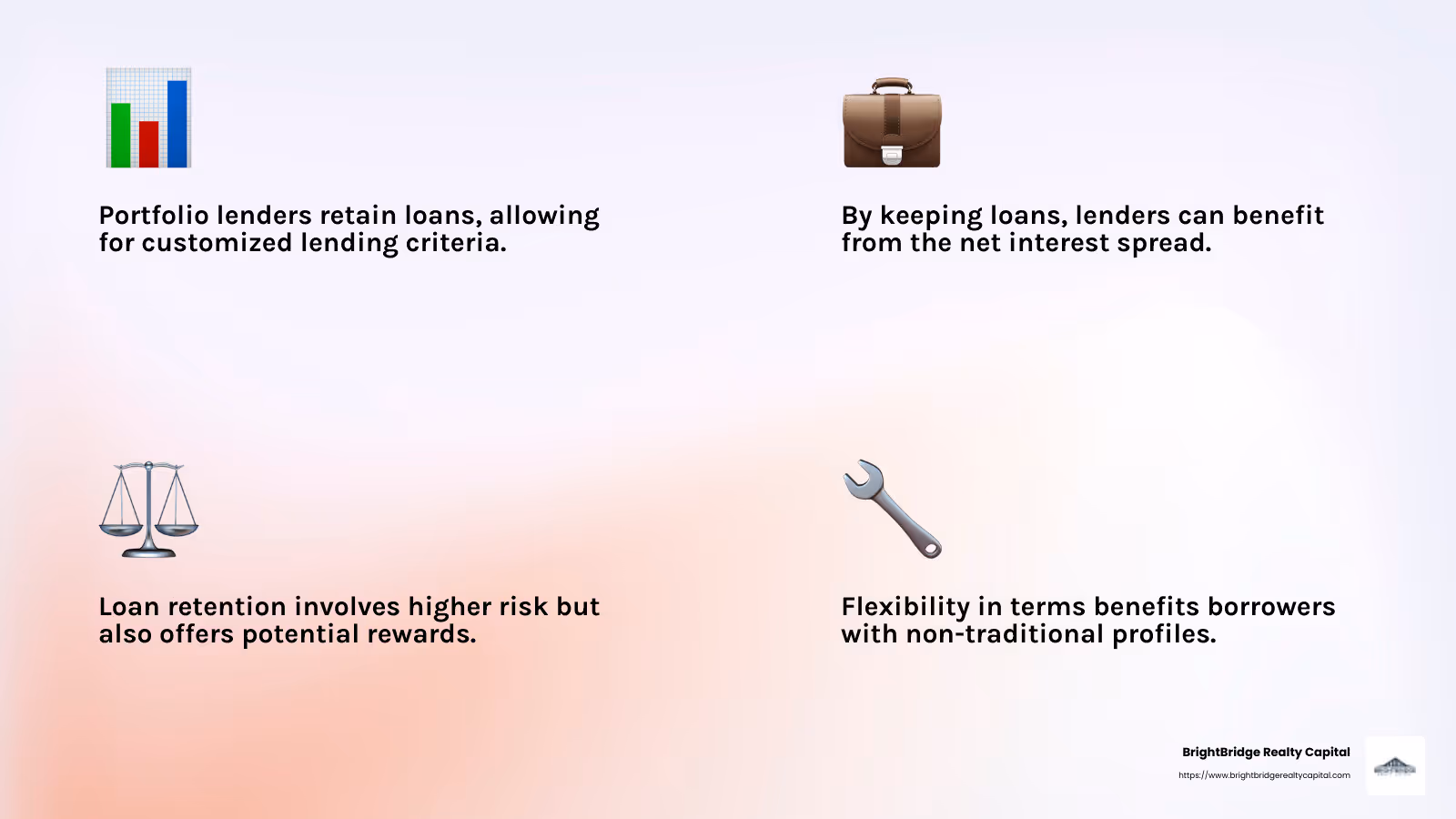 Quote about the flexibility of portfolio lenders - portfolio lenders infographic 4_facts_emoji_light-gradient