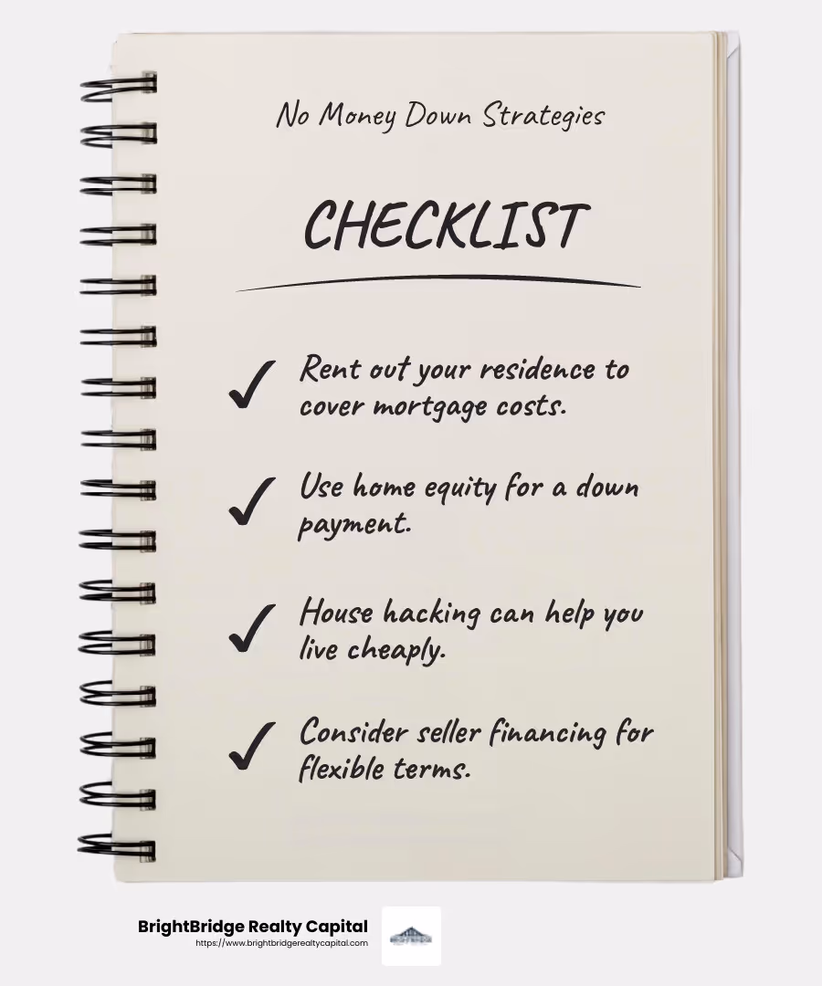 Seller financing can be a win-win if you find a motivated seller willing to offer flexible terms. - investment property loans with no down payment infographic checklist-notebook