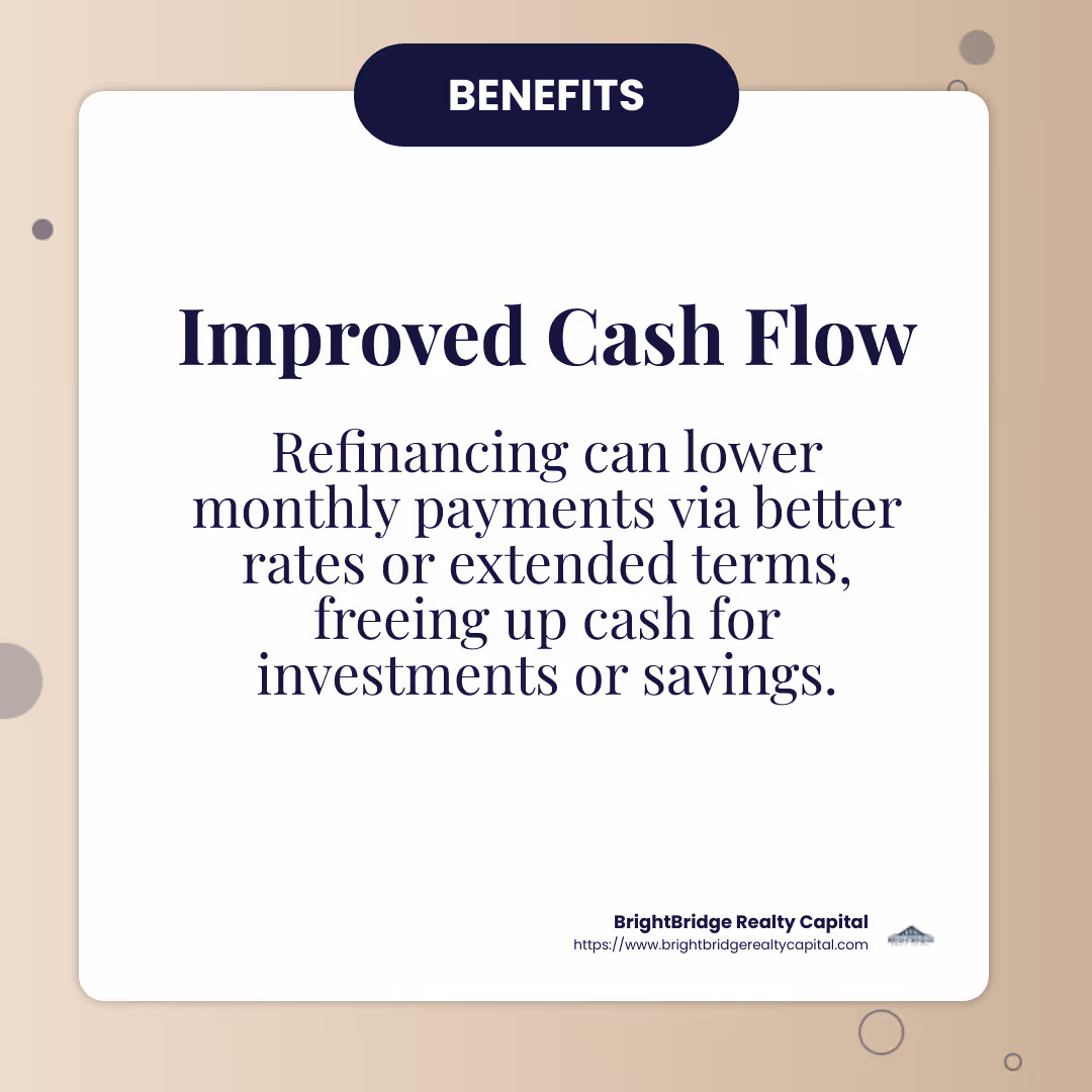 Improved cash flow can improve your financial flexibility. - refinancing investment property loan infographic simple-info-card
