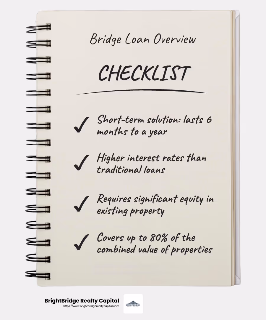 Bridge loan interest rates - bridge loan for new construction infographic checklist-notebook