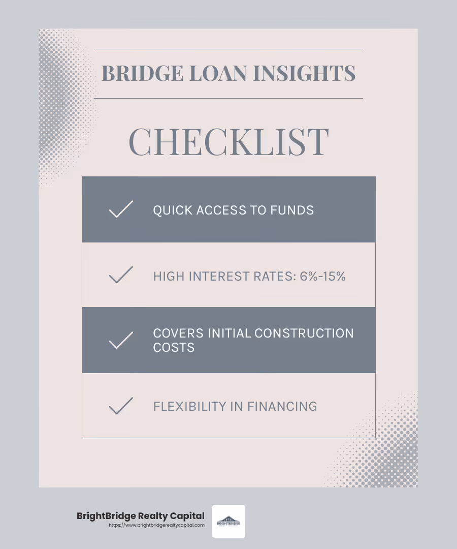 Bridge loans typically have higher interest rates compared to traditional loans. - bridge loan for new construction infographic checklist-light-blue-grey