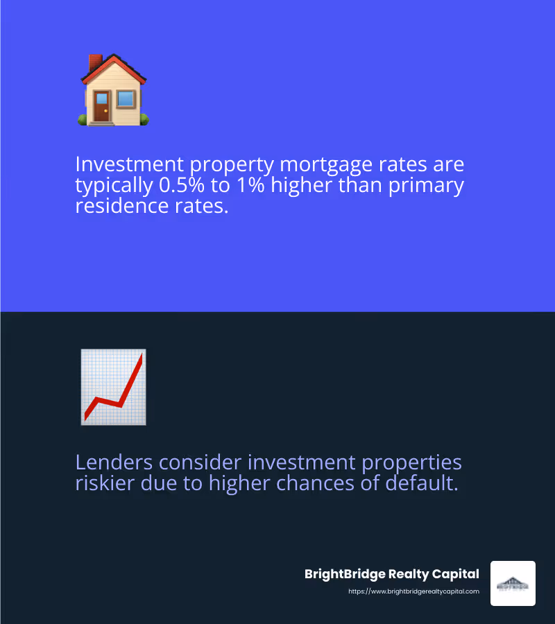 Investment property mortgage rates are higher than primary residence rates - investment property mortgage lenders infographic 2_facts_emoji_blue