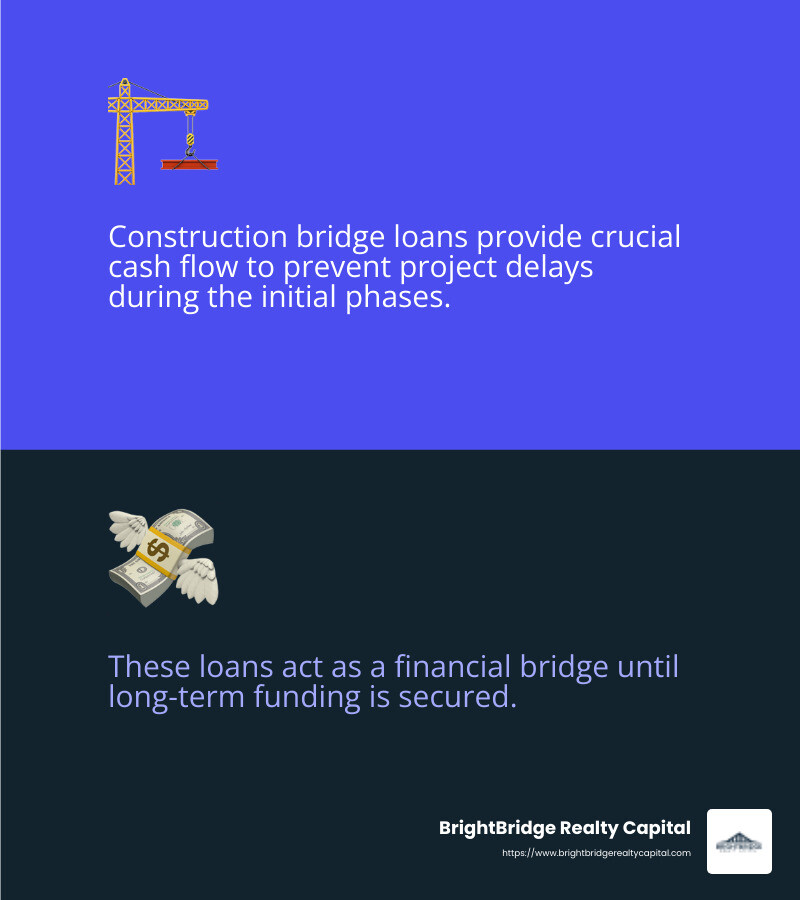 Bridge loans provide crucial cash flow during the initial phases of construction - construction bridge lenders infographic 2_facts_emoji_blue