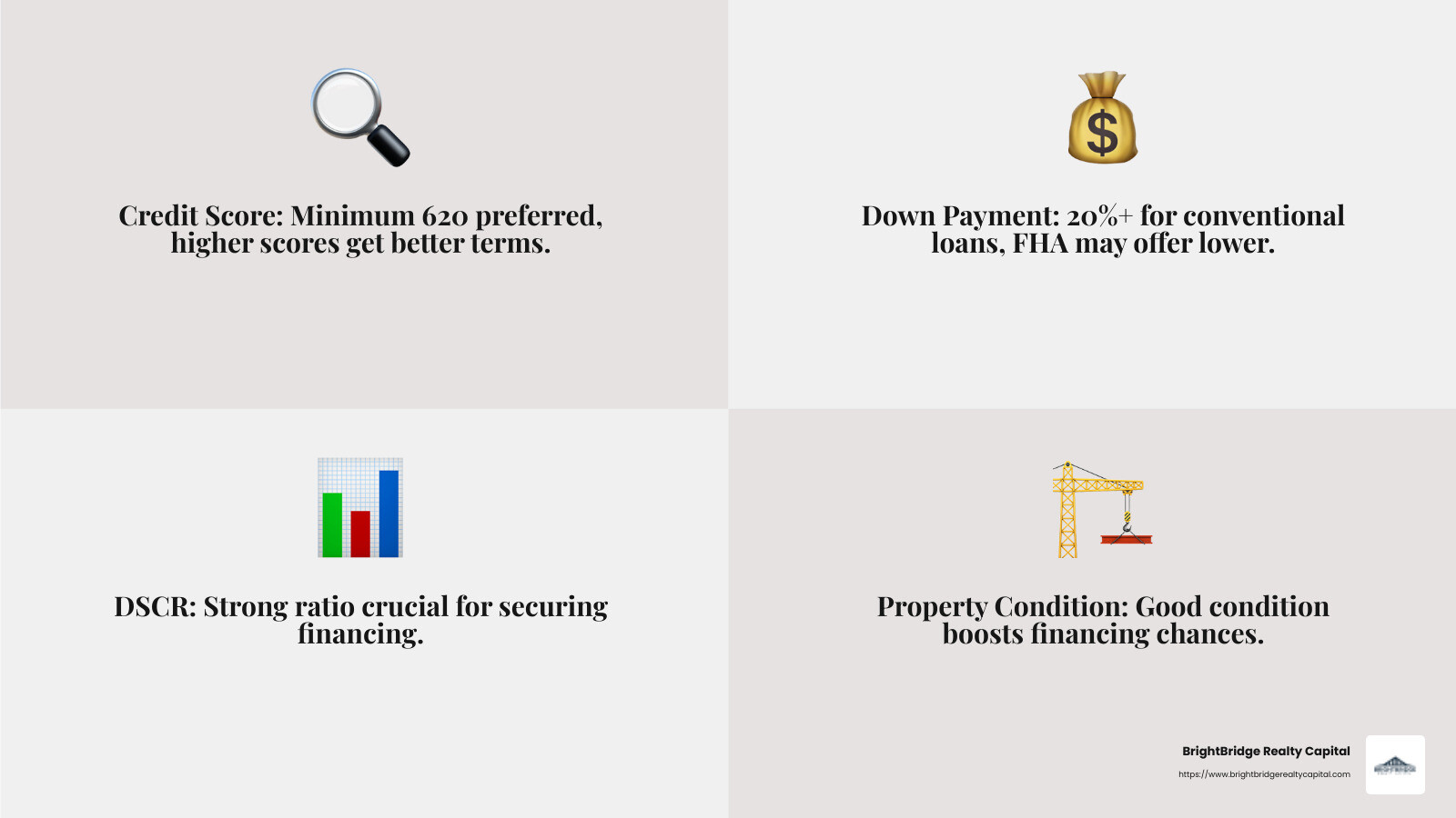 Understanding the Debt Service Coverage Ratio - multifamily property financing infographic 4_facts_emoji_grey