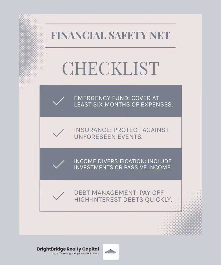 Financial safety net components - financial bridge infographic checklist-light-blue-grey