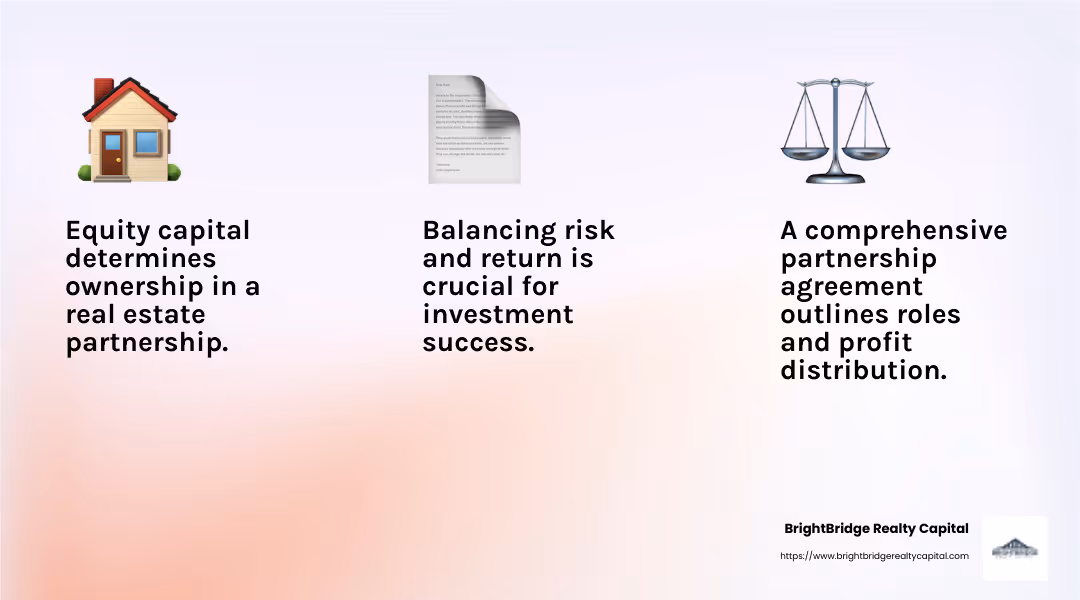 Example of a well-drafted partnership agreement can prevent conflicts and ensure all partners are aligned on the investment strategy. - real estate funding partner infographic 3_facts_emoji_light-gradient