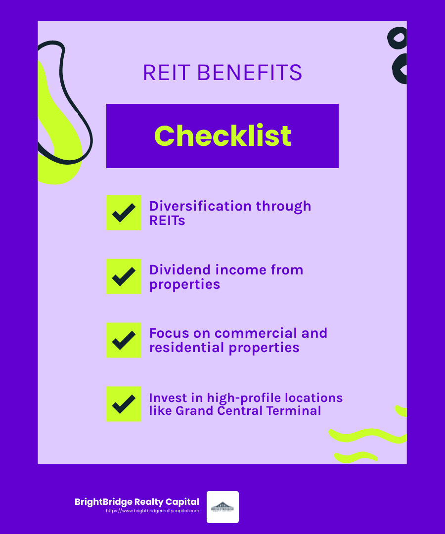 REITs offer diversification and dividend income - New York real estate funds infographic checklist-fun-neon REITs offer diversification and dividend income - New York real estate funds infographic checklist-fun-neon