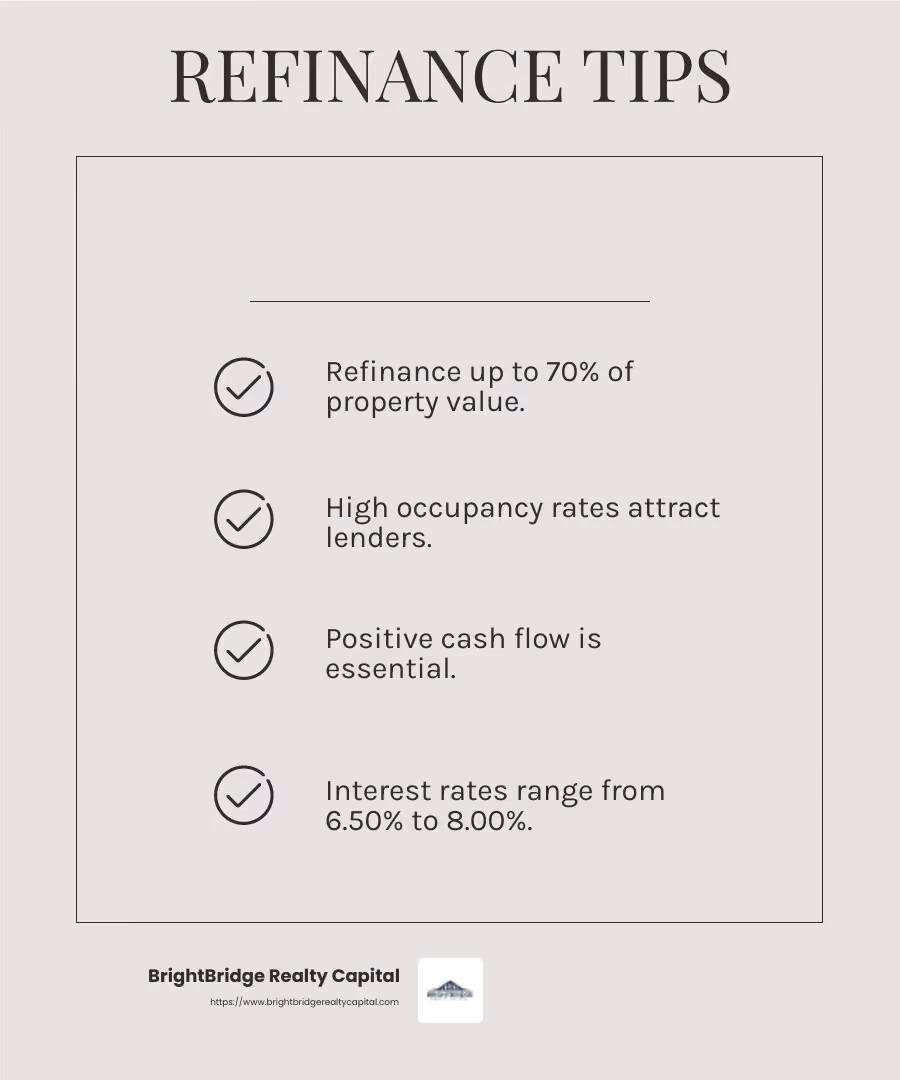 Maximizing Equity with Portfolio Loans - refinancing rental property on a portfolio loan infographic checklist-light-beige
