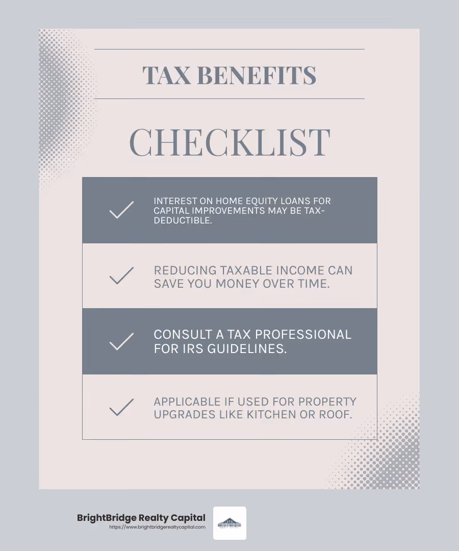 Tax benefits of home equity loans - home equity loans on investment properties infographic checklist-light-blue-grey