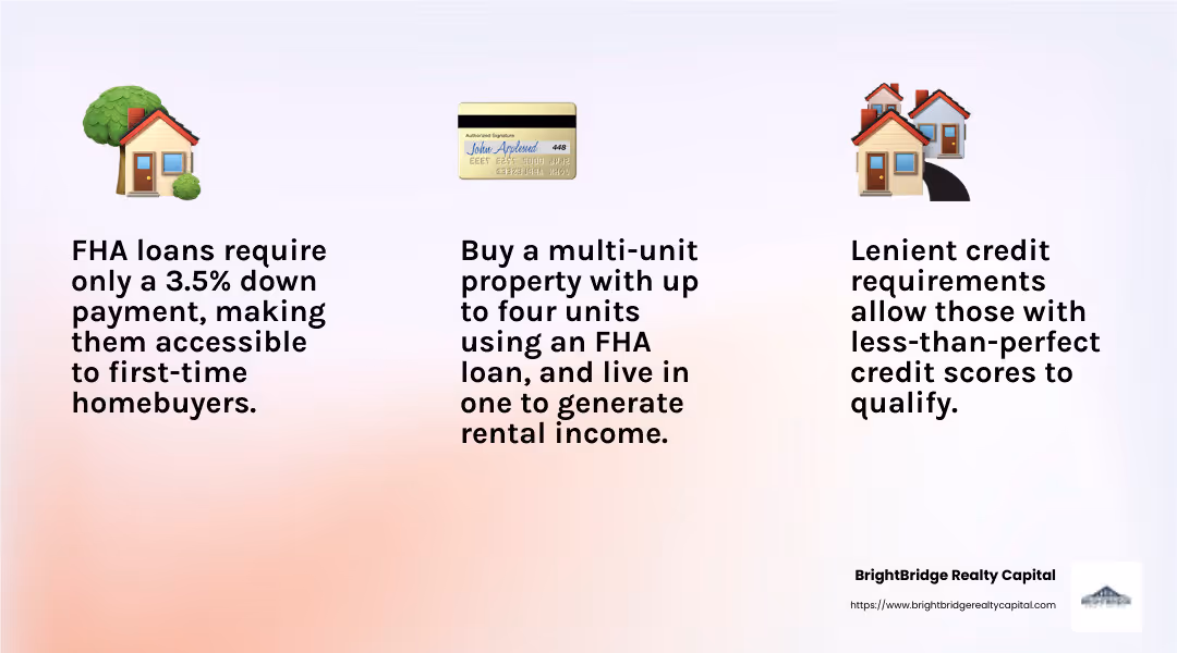 FHA Loan Benefits - fha mortgage for investment property infographic 3_facts_emoji_light-gradient