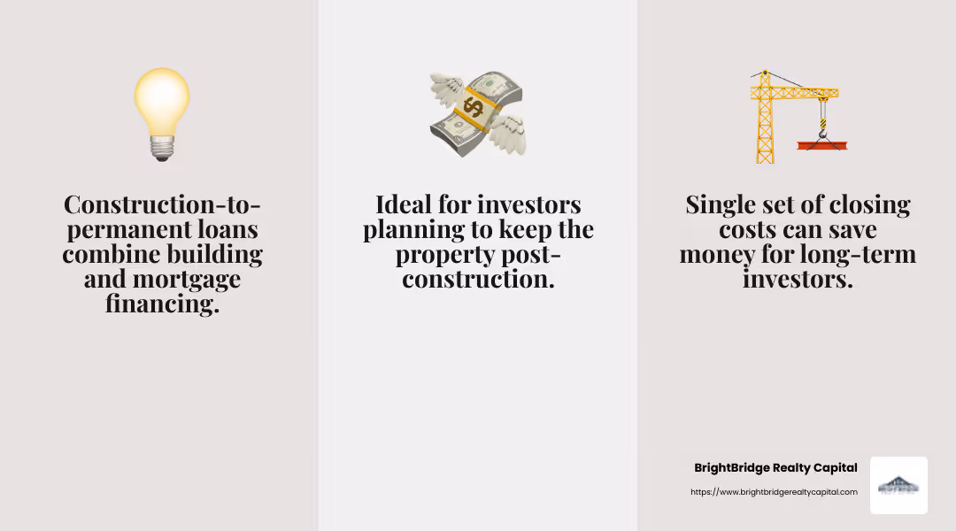 One-time closing costs make construction-to-permanent loans cost-effective for long-term investors. - construction loans for investors infographic 3_facts_emoji_grey