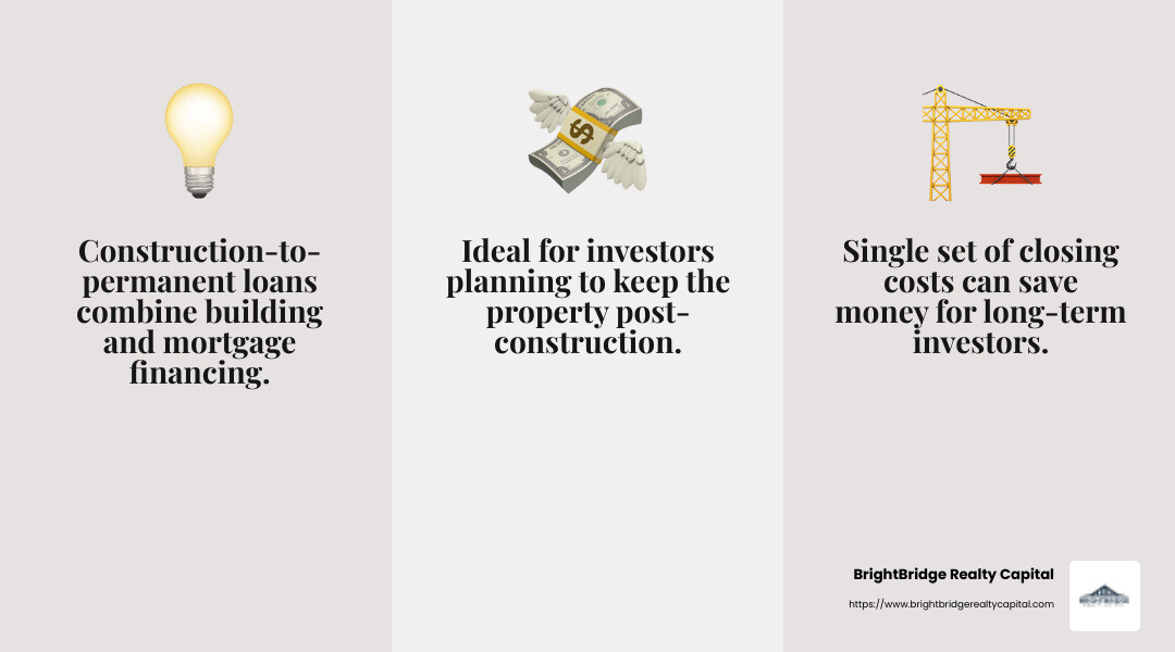 One-time closing costs make construction-to-permanent loans cost-effective for long-term investors. - construction loans for investors infographic 3_facts_emoji_grey One-time closing costs make construction-to-permanent loans cost-effective for long-term investors. - construction loans for investors infographic 3_facts_emoji_grey