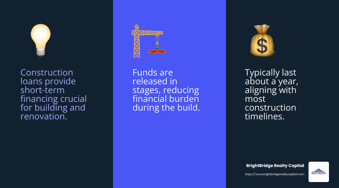 Short-term financing benefits - construction loans for investors infographic 3_facts_emoji_blue