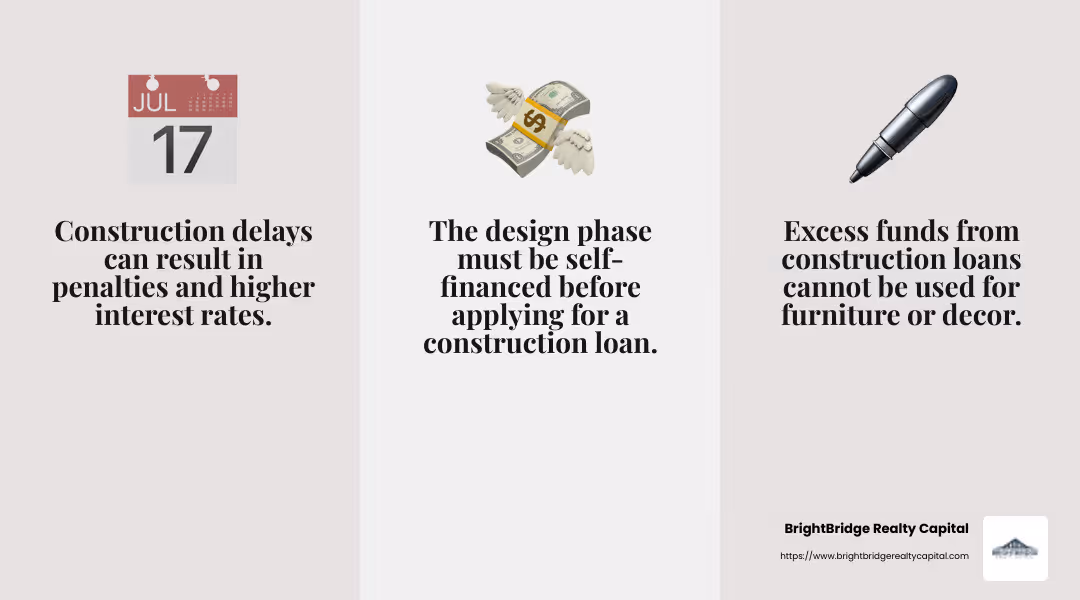 Design phase requires self-financing - how to get construction loans infographic 3_facts_emoji_grey