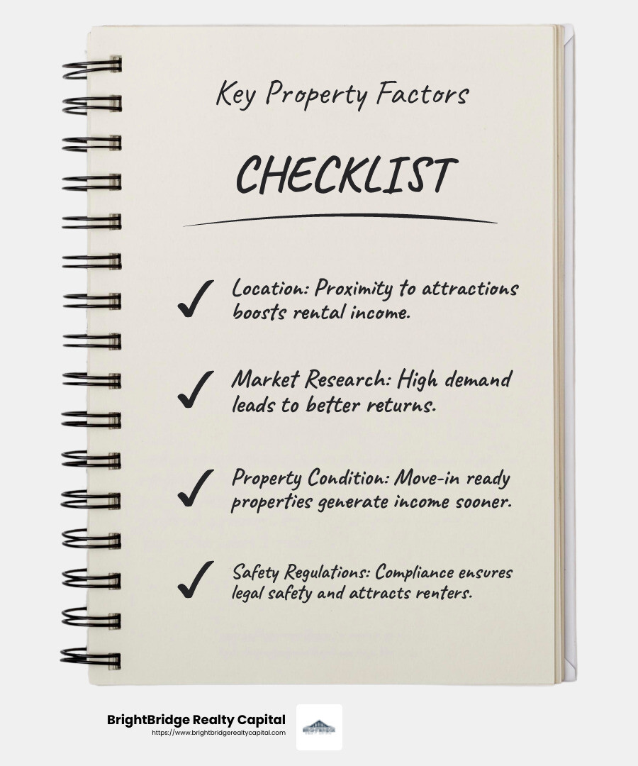 Location is key to rental success - holiday rental mortgage infographic checklist-notebook