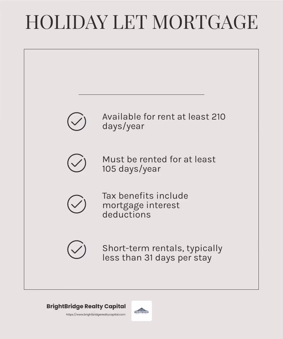 Holiday let mortgage benefits - mortgage for holiday rental property infographic checklist-light-beige
