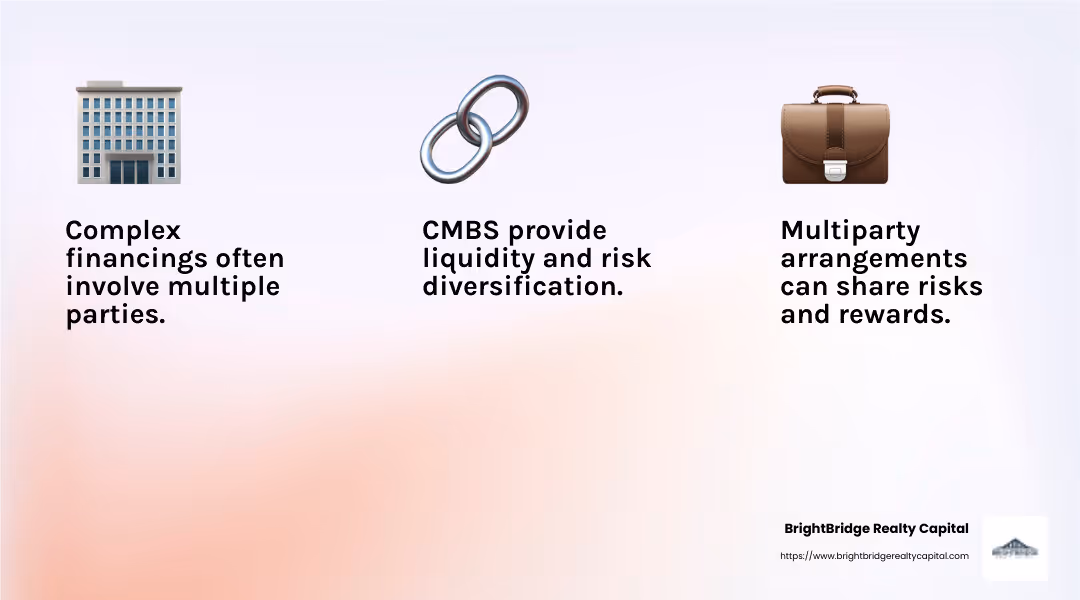 CMBS offer both liquidity and risk diversification, making them attractive to a wide range of investors. - real estate finance New York infographic 3_facts_emoji_light-gradient