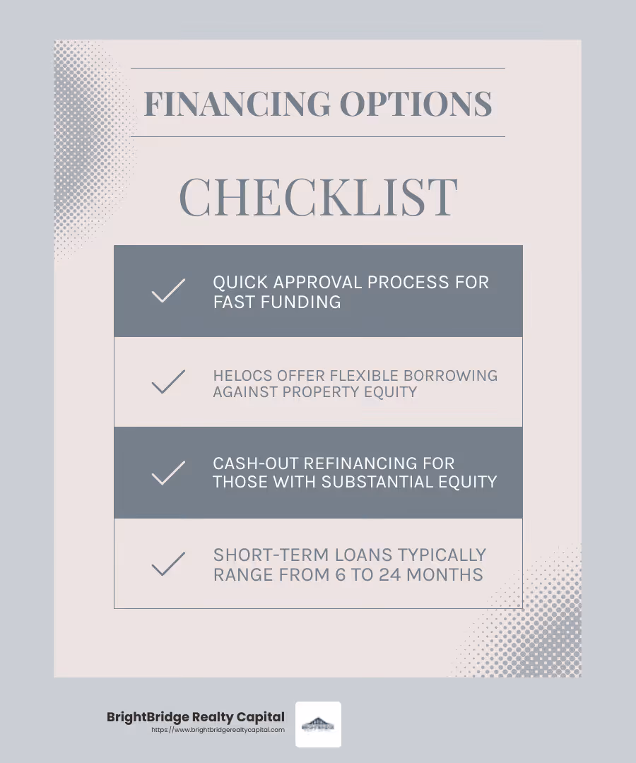 Short-term loan benefits - property flip financing infographic checklist-light-blue-grey