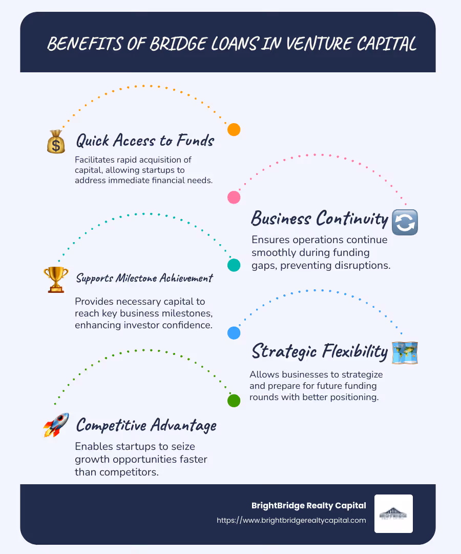 Infographic on Bridge Loan Venture Capital Benefits - bridge loan venture capital infographic infographic-line-5-steps-blues-accent_colors