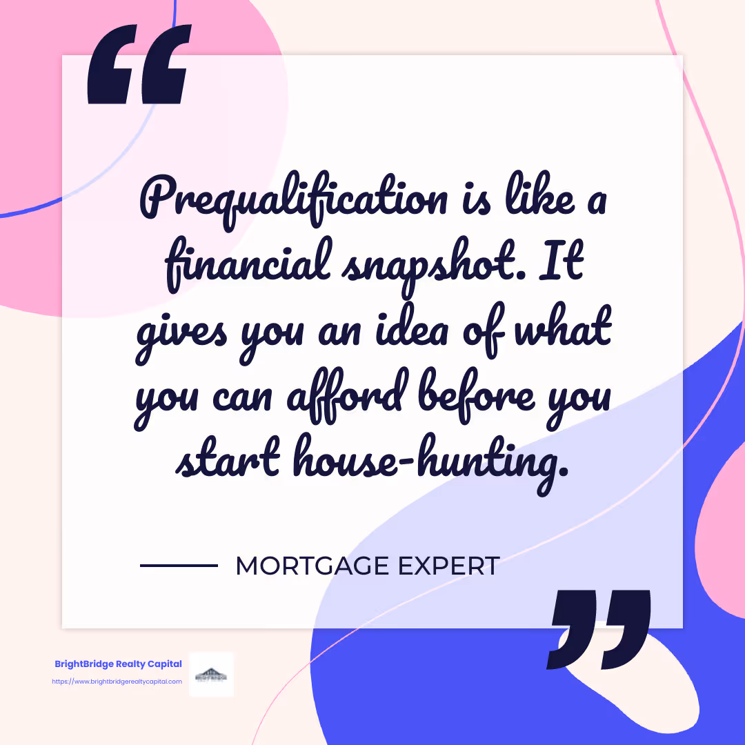 Quote about prequalification being a financial snapshot - fast mortgage approval infographic simple-quote-colorful