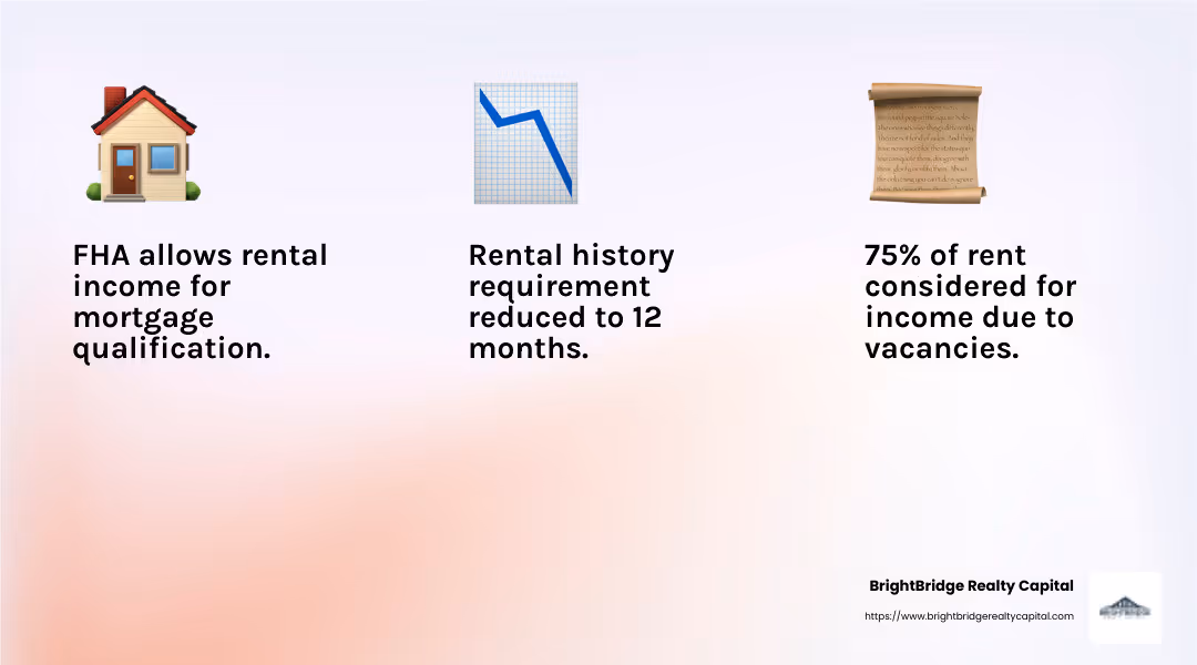 75% rule for rental income calculation - fha rental income infographic 3_facts_emoji_light-gradient
