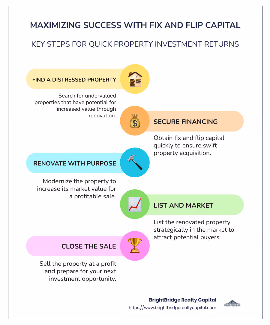 Infographic: Key Benefits and Features of Fix and Flip Capital - fix and flip capital infographic infographic-line-5-steps-colors