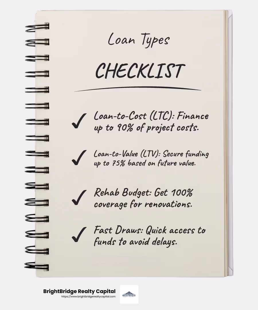 Loan-to-Cost and Loan-to-Value Explained - fix and flip capital infographic checklist-notebook