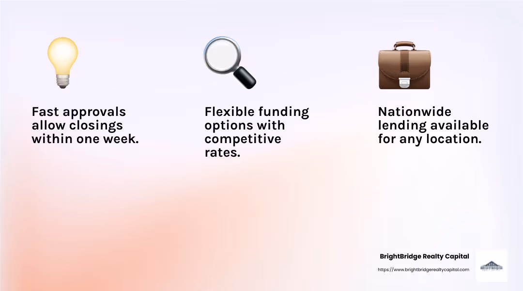 Fast closing process ensures you're ready to move forward without delay. - how do bridge loans work infographic 3_facts_emoji_light-gradient